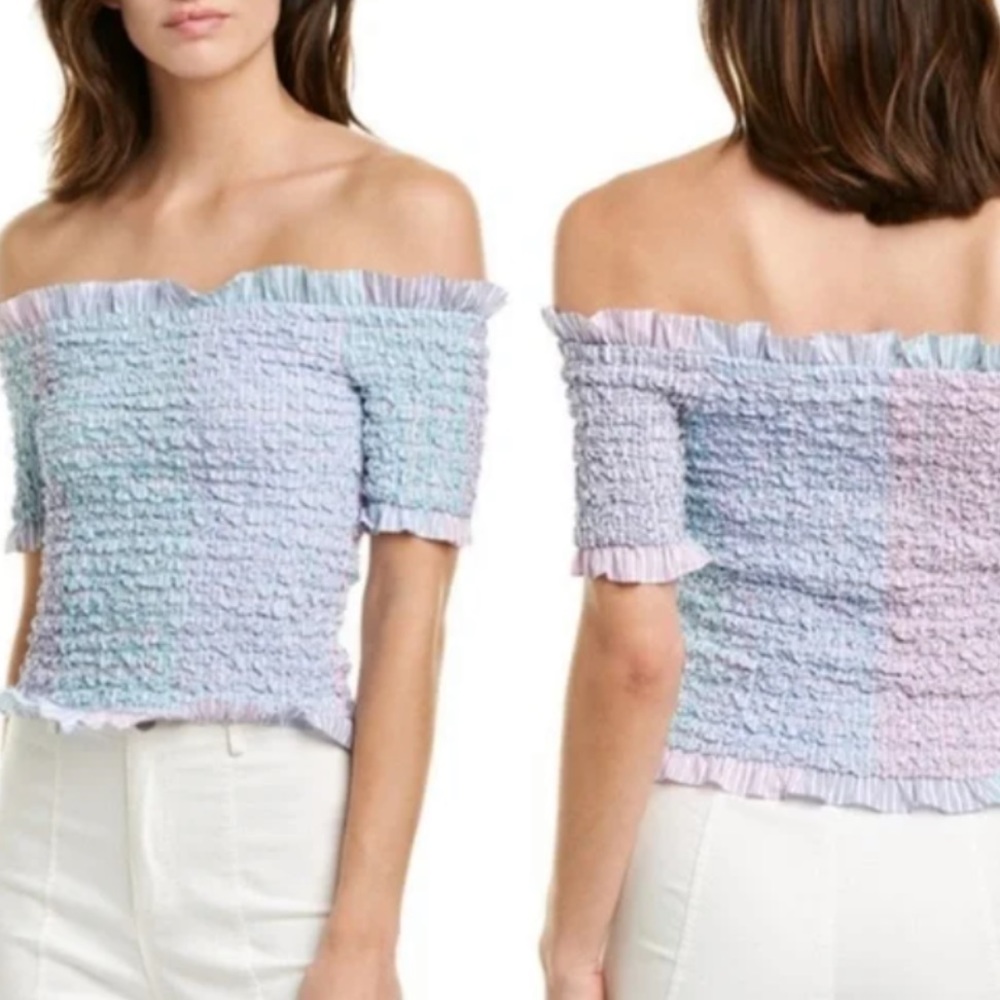 Petersyn X Revolve Kinsey off shoulder top cocktail NWT smocked